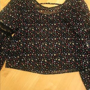 Bell sleeve sheer blouse